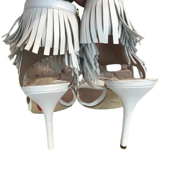 Aperlai 10 White Elise Fringed High Heel Sandals - Picture 6 of 8